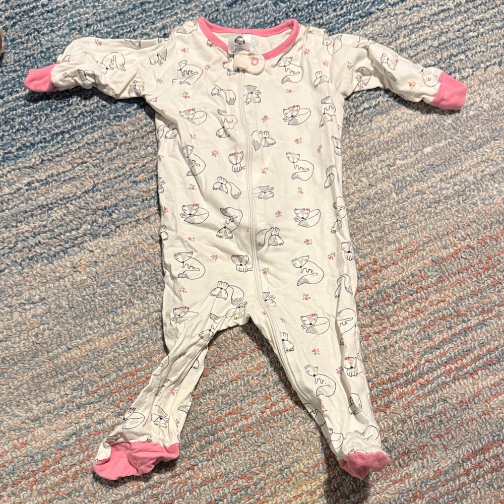 Gerber Pink and White Fox Footed One Piece